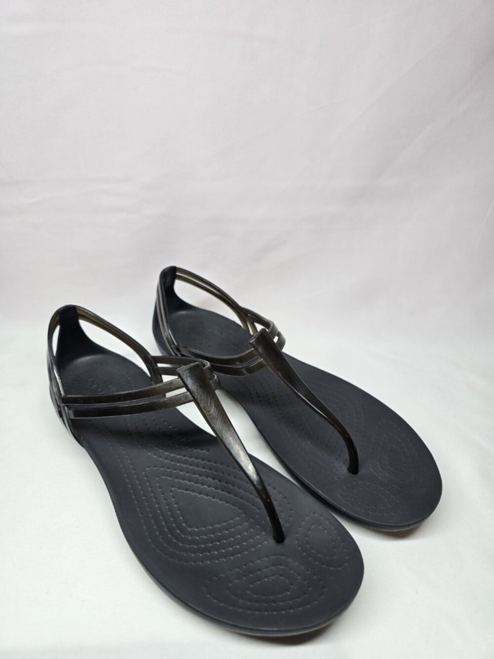 Crocs Isabella Women's Size 9 Black Jelly T-Strap Iconic Comfort Sandals